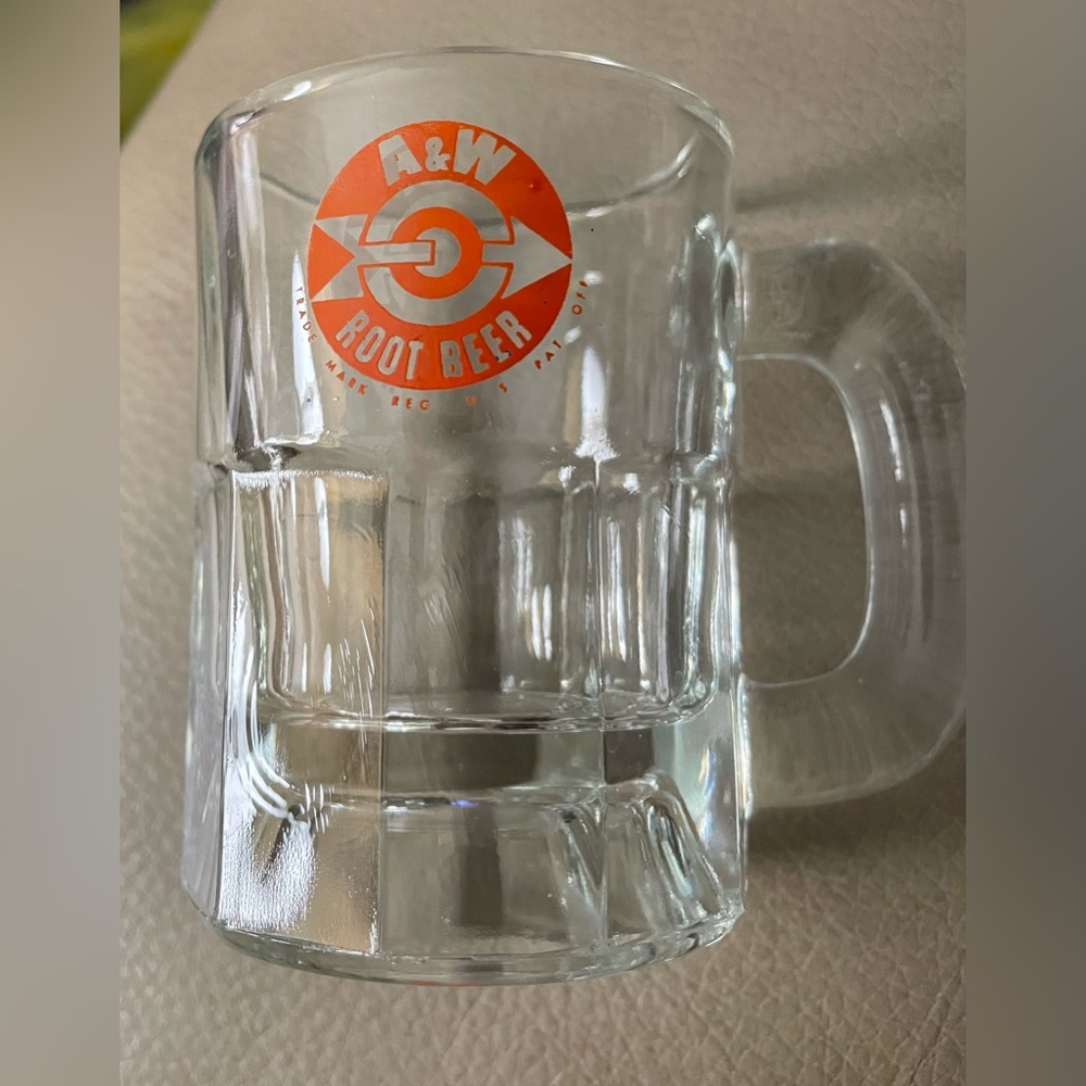 *VINTAGE* A&W Root Beer Clear Glass Mug - approx 1964~1967 - Kids Free Drink Mug